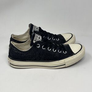 Converse All Star Glitter Aztec Sneakers Womens 7 Black Canvas Shoes 532139C